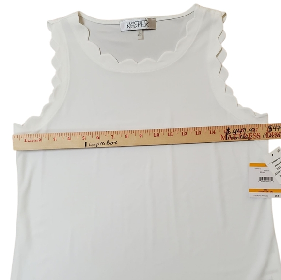 Kasper Women's White Scalloped Tank Top. SMALL. NWT - Picture 8 of 9